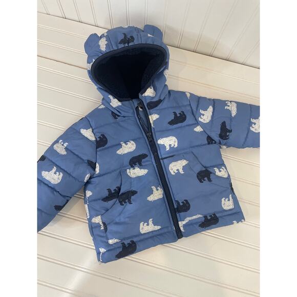 London Fog Full Zip Puffer Jacket & Robeez Shoes Boys Bundle Size 12-18 MO - Picture 2 of 9